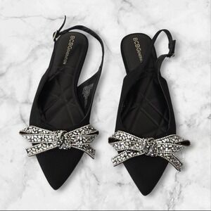 BCBGeneration Katlyn Sligback Pointed Toe Flats Women's Size 7 Black With Silver